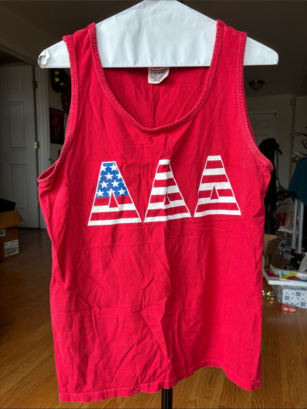 Tri Delta Red American Flag Graphic Comfort Colors Tank Top